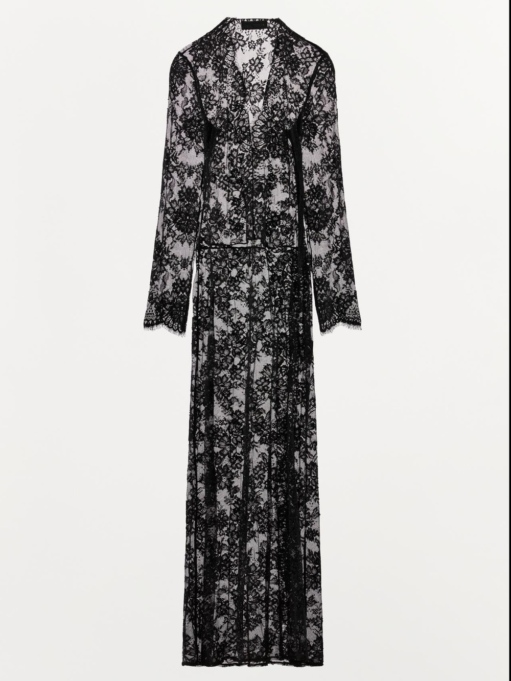 ZARA COLLECTION BLACK LACE MAXI DRESS DUSTER